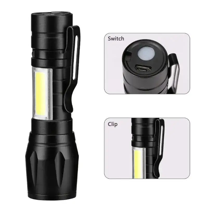 Mini Rechargeable LED Flashlight COB+XPE